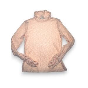 Elloquent Pink Lace Turtle Neck Long sleeve Size Medium